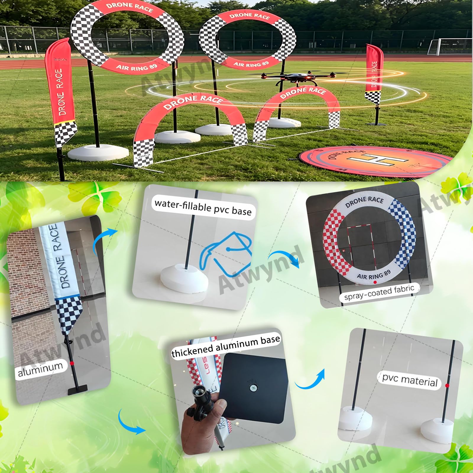 Zewnętrzny zestaw torów przeszkód, model samolotu obręcz, kompletny zestaw torów wyścigowych FPV do zawodów ligowych, model RC Brama treningowa dla dzieci lub dorosłych B