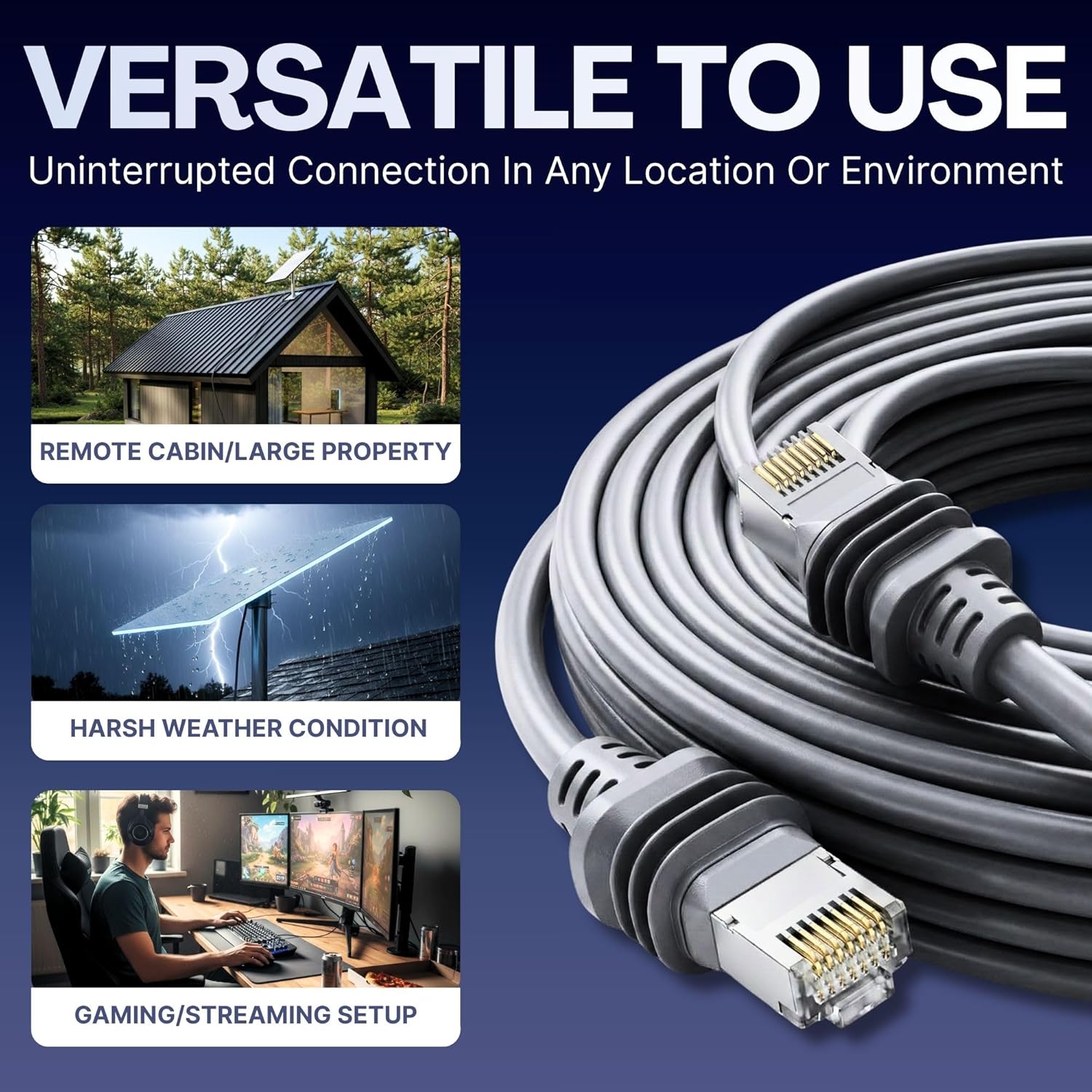 100FT/ 30M Starlink Gen 3 Cable 26AWG for Starlink Standard Generation 3, IP67 Waterproof Replacement Extra Long StarLink Cables, Ethernet Cable for Outdoor Satellite Internet System