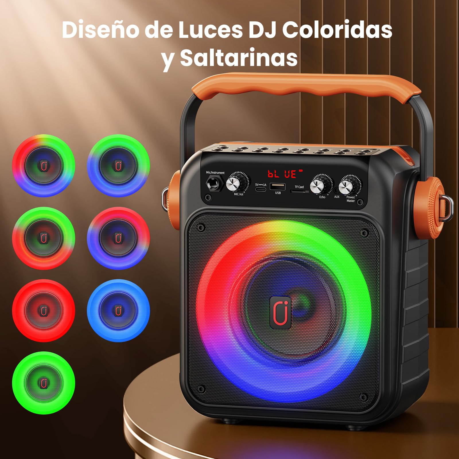 JYX Karaoke con 2 micrófonos inalámbricos: Altavoz portátil Karaoke Bluetooth 5.3, Sistema PA para Familiares con subwoofer, Soporte Rec/AUX/USB/TF, Disponible como Regalo Adultos y niños