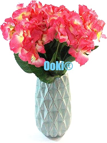 Miniatura 14 de Ooki Ramo de flores artificiales de hortensias de 7 ramas, tallo de arbusto, exhibición floral de jardín, festones decorativos (violeta)