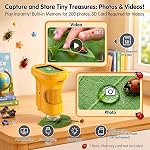 Kids Microscope, 1000X 4K Portable Mini Pocket Microscope with 2.4″ IPS Screen & 8 LEDs, Rechargeable, STEM Educational Science Kit Toys, Best Christmas Birthday Gifts for Girls 4-12 Year Old