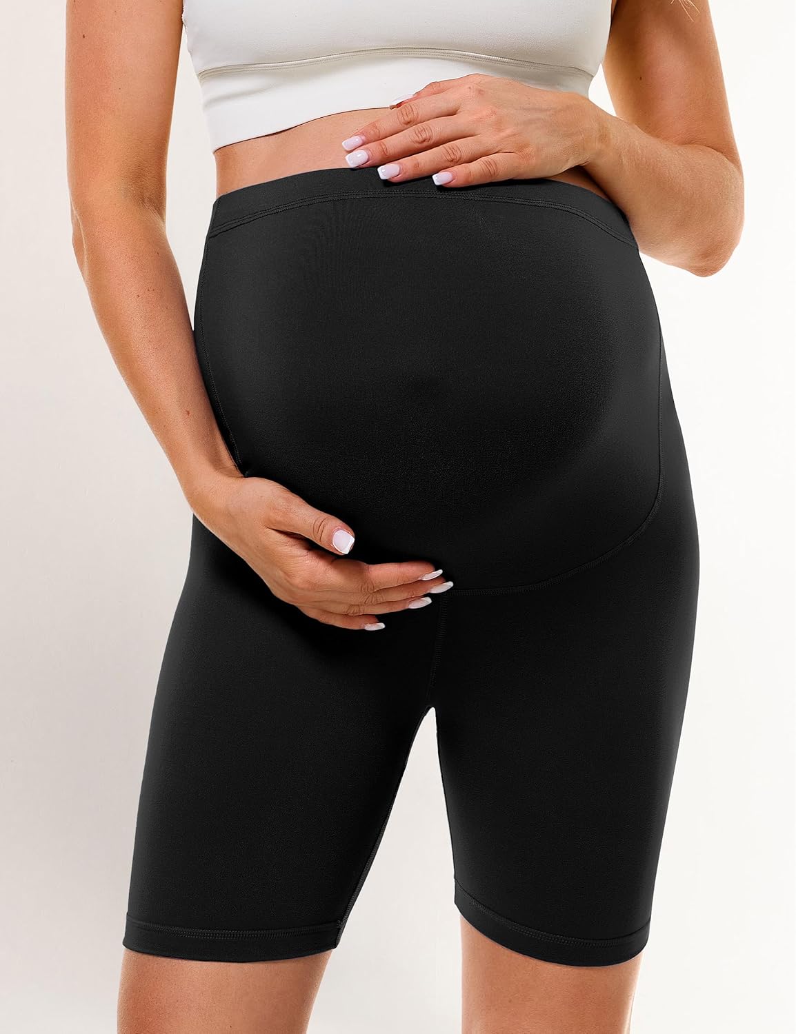 BONVIGOR Buttercloud Maternity Shorts Over The Belly- 5" Pregnancy Biker Shorts Lounge Yoga Pants - Image 3
