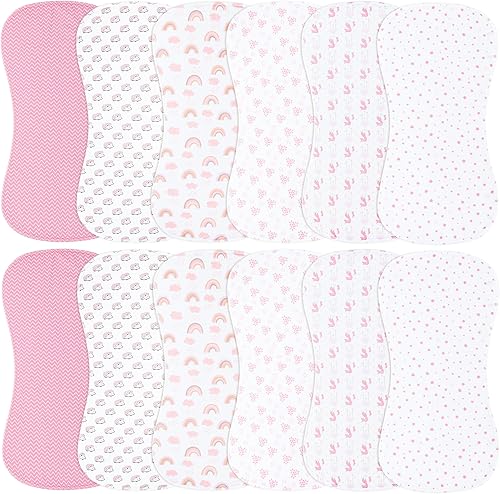 Miniatura 8 de Paños para eructos y baberos para bebé, diseño 2 en 1, tamaño grande, 3 capas gruesas, 100% algodón, súper absorbente y suave, juego de trapos para