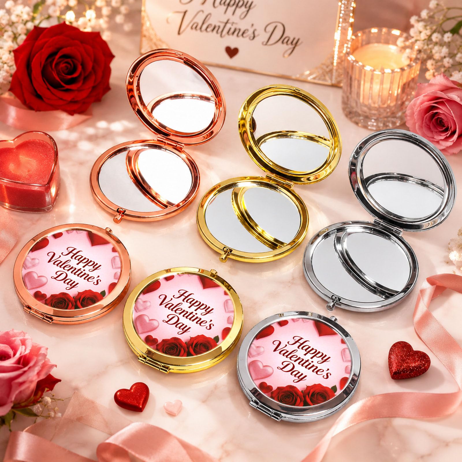 Generisch Seitliches Faltbrillen Set, Rose Gold