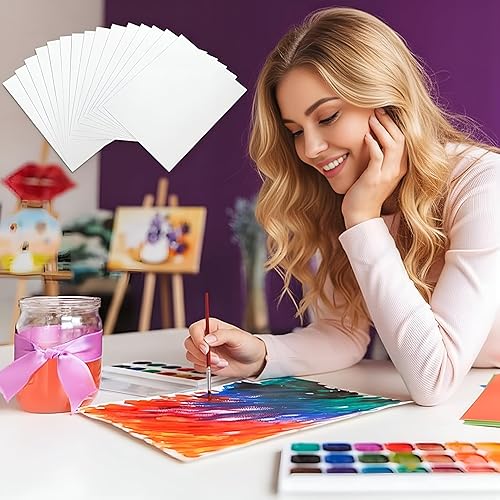 Miniatura 4 de Paquete de 120 hojas de papel de acuarela de algodón para prensa en frío, para niños, estudiantes, adultos, acuarelistas, artistas principiantes (8