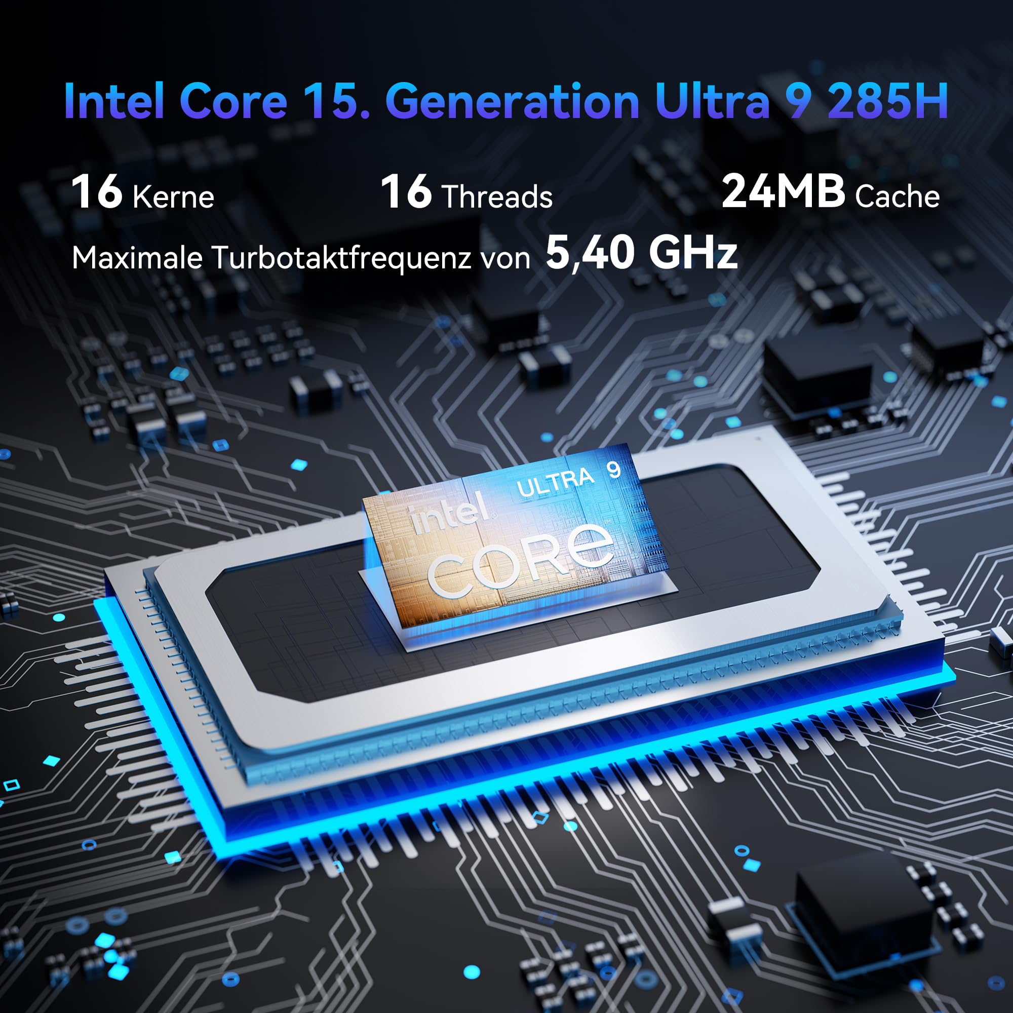 GEEKOM IT15 mit Intel Core Ultra 9 285H (15. Gen.), 32GB DDR5 RAM & 2TB SSD (max.128GB + 8TB), 99 Tops KI-Leistung | 8K 120Hz | WiFi 7– Vorkonfiguriert mit Windows 11, für Videobearbeitung/Gaming