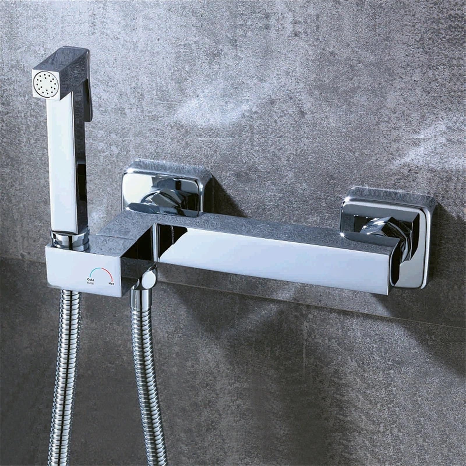 Bidety kwadratowy mosiądz chromowany bidet bateria toaletowa prysznic przenośny opryskiwacz zestaw ciepłej i zimnej wody kran higieniczny prysznic (BR-3316316C)
