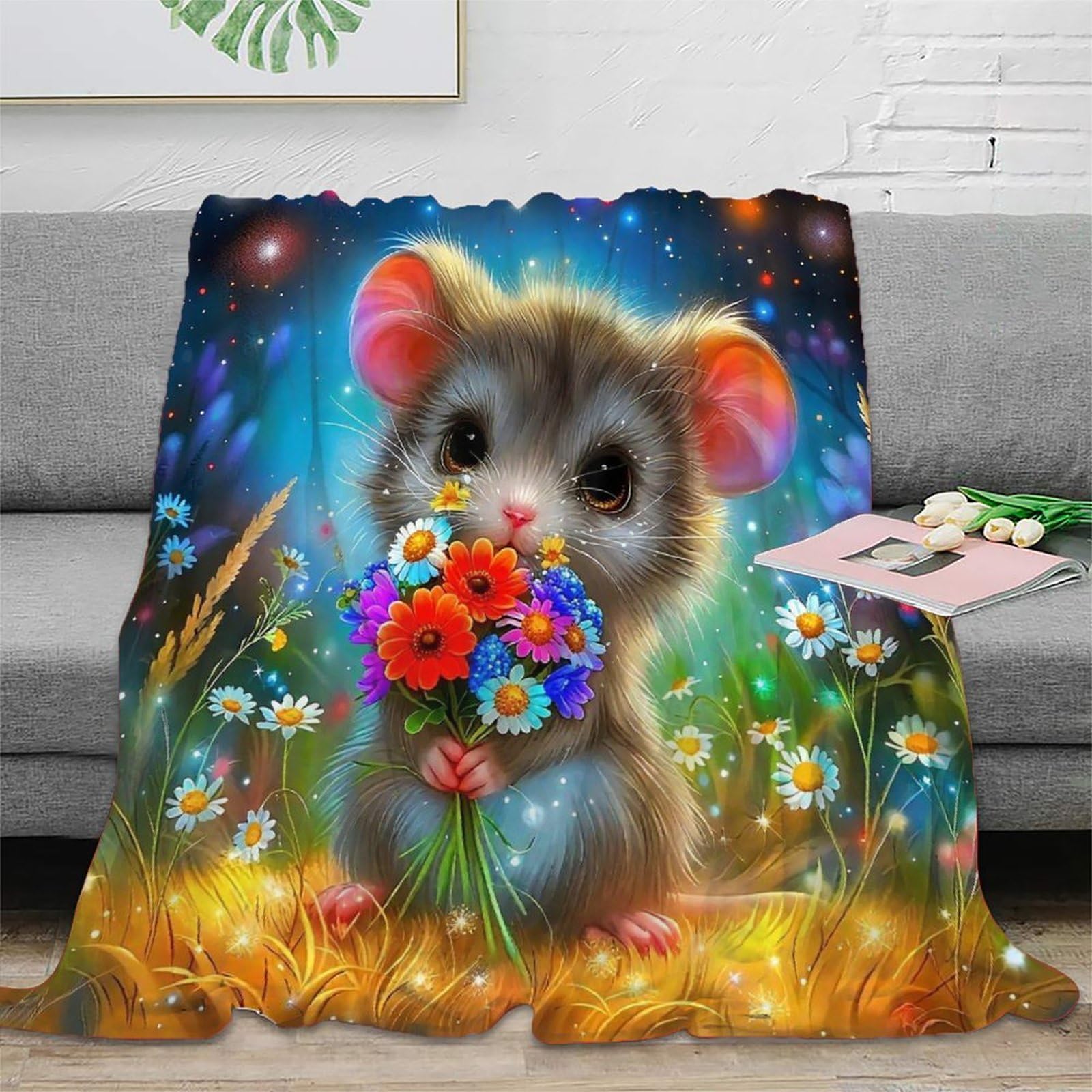 Couverture de lit souris plaid 3D microfibre chaude couverture douillette ado adulte
