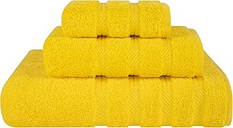 American Soft Linen 3 Piece, Turkish Cotton Premium & Luxury Towels Bathroom Sets, 1 Bath Towel 27x54 inch, 1 Hand Towel 16x28 inch & 1 Washcloth 13x13 inch [Worth $36.95] Lemon Yellow