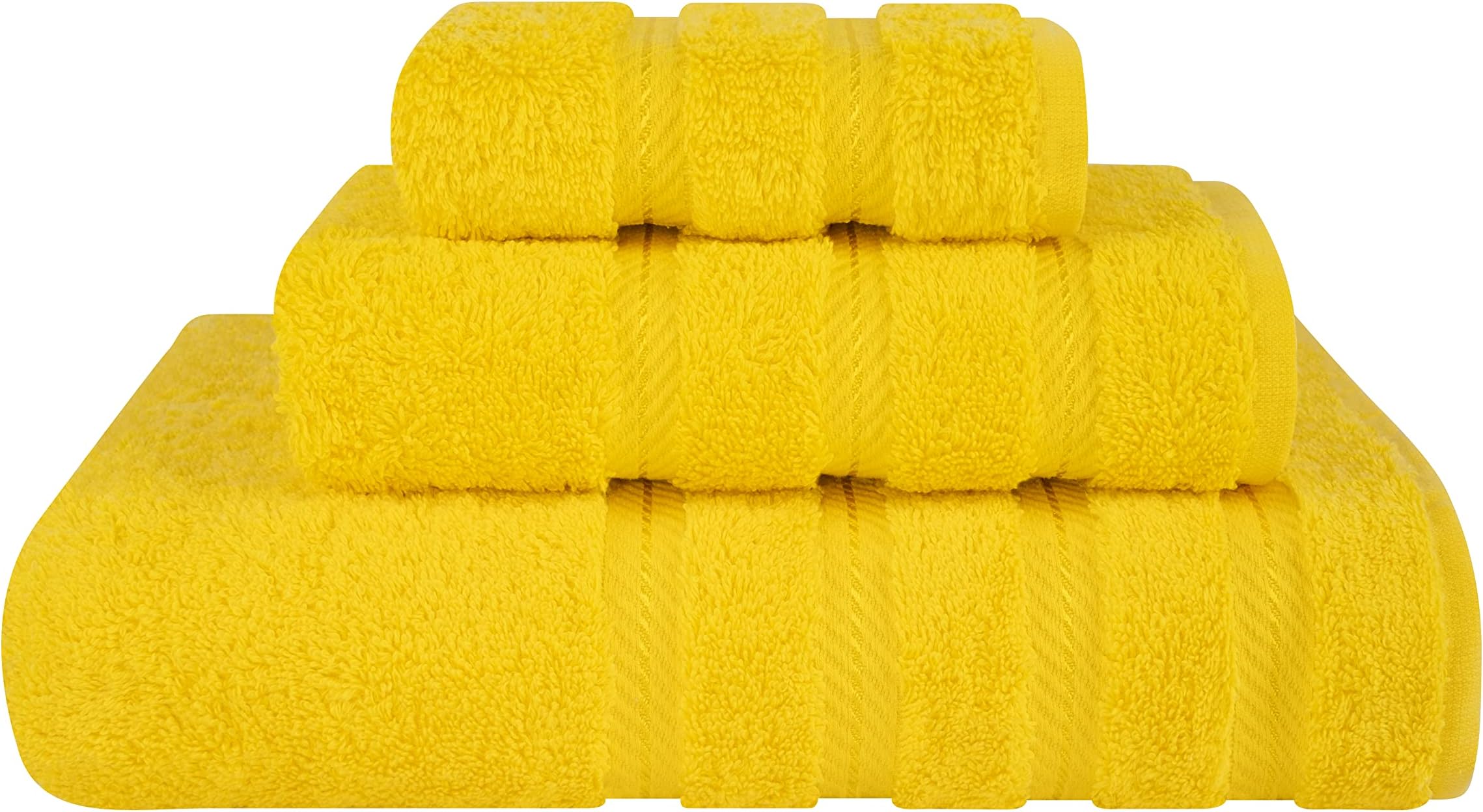 American Soft Linen 3 Piece, Turkish Cotton Premium & Luxury Towels Bathroom Sets, 1 Bath Towel 27x54 inch, 1 Hand Towel 16x28 inch & 1 Washcloth 13x13 inch [Worth $36.95] Lemon Yellow