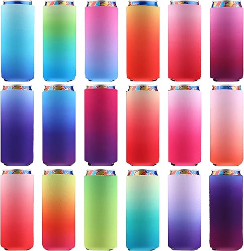 Boao 18 fundas delgadas para enfriar latas, de neopreno, aisladas, para latas de bebidas, taza de café, funda reutilizable para bodas, despedidas de