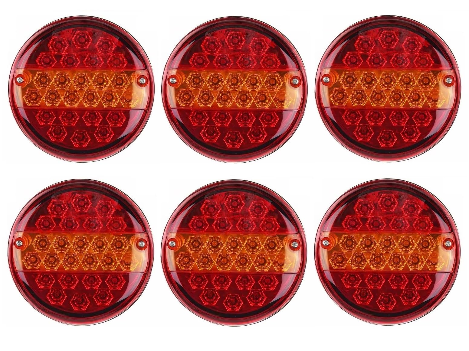 Generic 6 x 12 V/24 V LED luces traseras universales 25 LED lámpara redonda hamburguesa 3 funciones parada, posición, intermitente para coche caravana camión remolque