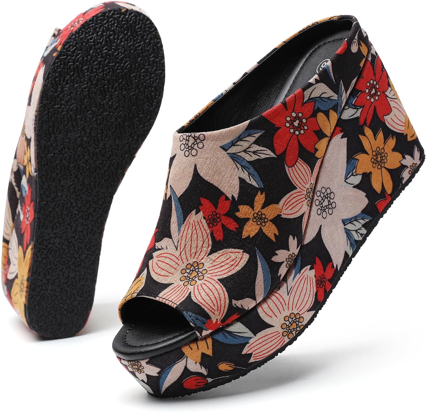 Orthopedic Wedge Sandals Women - Walking Shoes Leather Wedge Slides for Women Dressy Platform - Comfortable & Lightweight Fashion Casual Heels