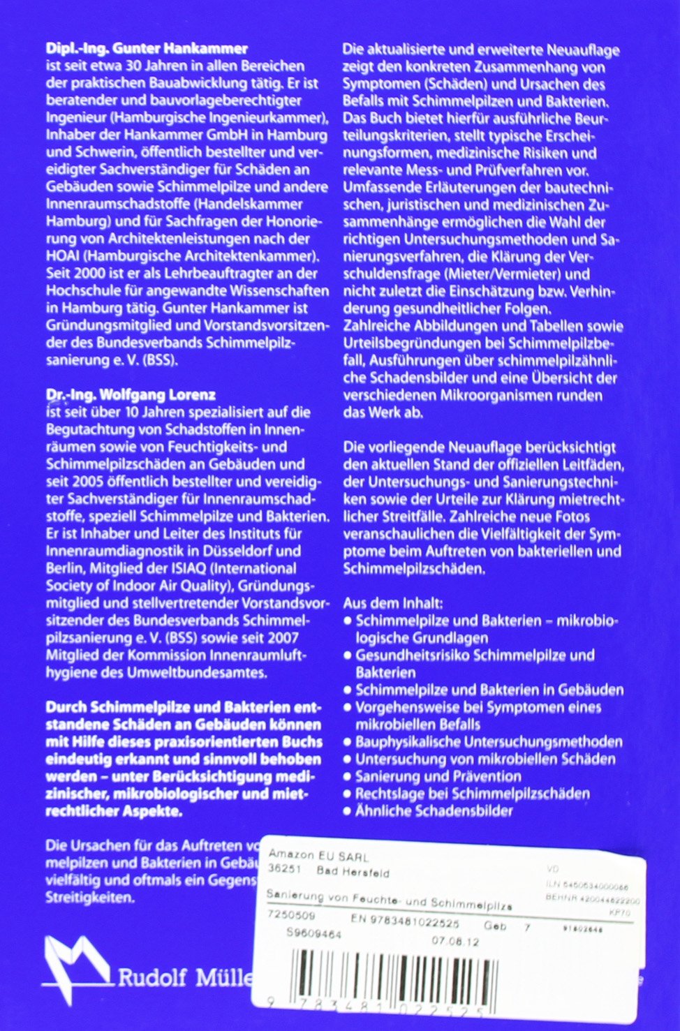 Sanierung von Feuchte- und Schimmelpilzschäden: Kombi-Ausgabe Schulungsfilm auf DVD und Buch "Schimmelpilze und Bakterien in Gebäuden", 2. Auflage