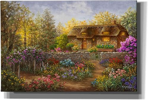 'Cottage Garden in Full Bloom ' por Nicky Boehme, arte de pared en lienzo, 18 x 12 pulgadas 'Cottage Garden in Full Bloom ' por Nicky Boehme, arte de pared en lienzo, 18 x 12 pulgadas