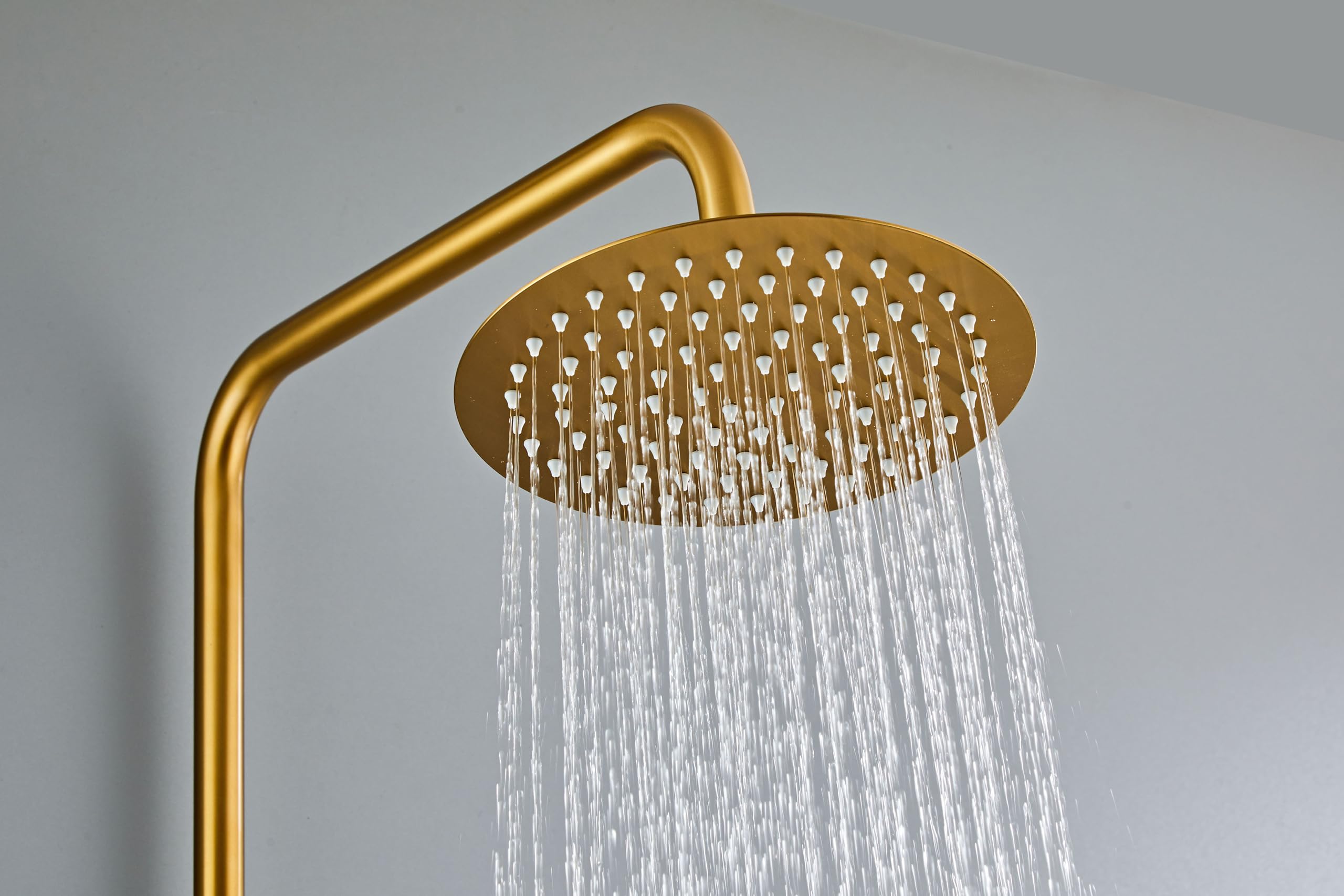 Douche de jardin en acier inoxydable - Douche d'extérieur de qualité supérieure pour le jardin - Avec thermostat, douchette à main et fonction anti-calcaire - Chaud et froid - Installation