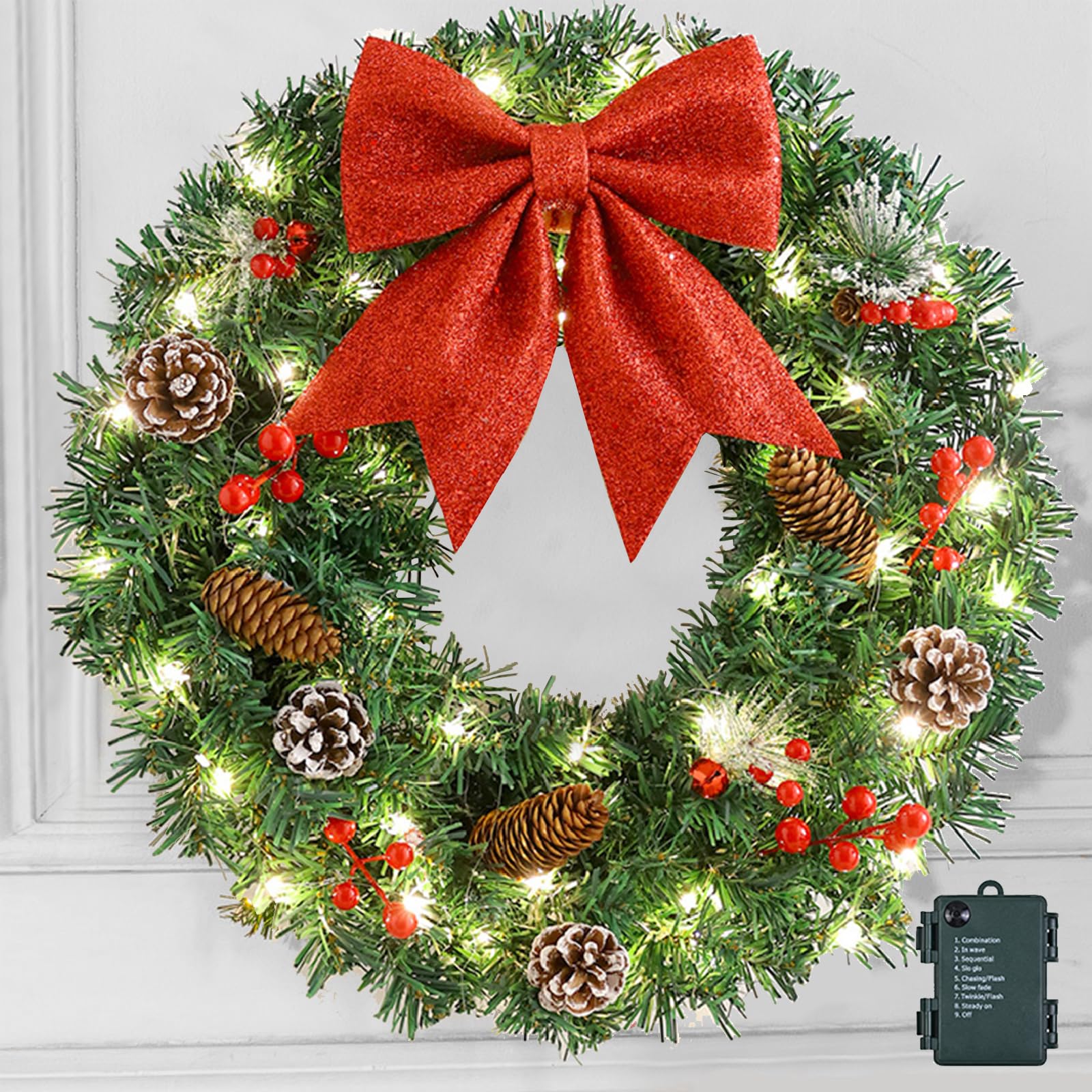 Sponsored Ad – Artificial Christmas Garland with Red bow, 50CM Outdoor Garland Christmas Decorations for Stairs Railing Indoor Front Door Porch Home Decorations