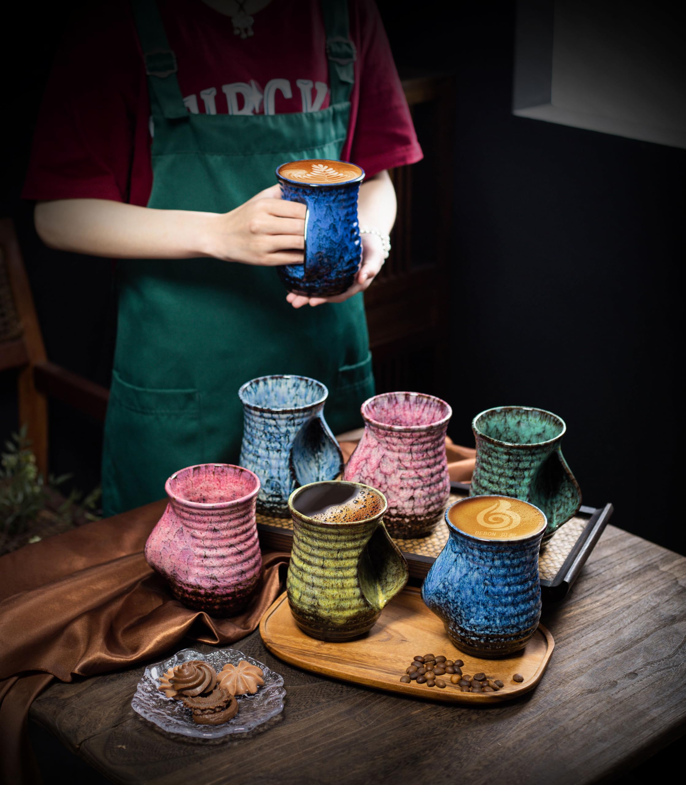 Keramik-Handwärmer, Kaffeetasse, Teetasse, hält Ihre Hände warm, bequemer Handwärmer, mikrowellen- und spülmaschinenfest (grün)
