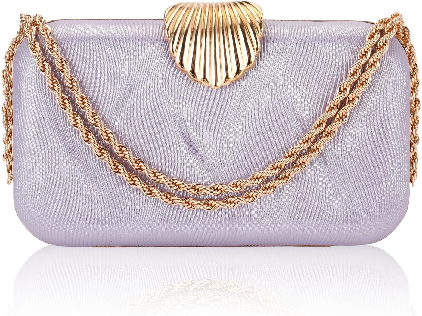YYW Women Shiny PU Leather Clutch Purse Grain Evening Bag, Shoulder Handbag for Weddings,Proms, and Parties