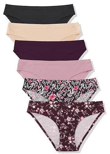 FINETOO 6 Pack Women’s Seamless Hipster Underwear No Show Panties Invisibles Briefs Soft Stretch Bikini Underwears XS-XL - Large - Assorted