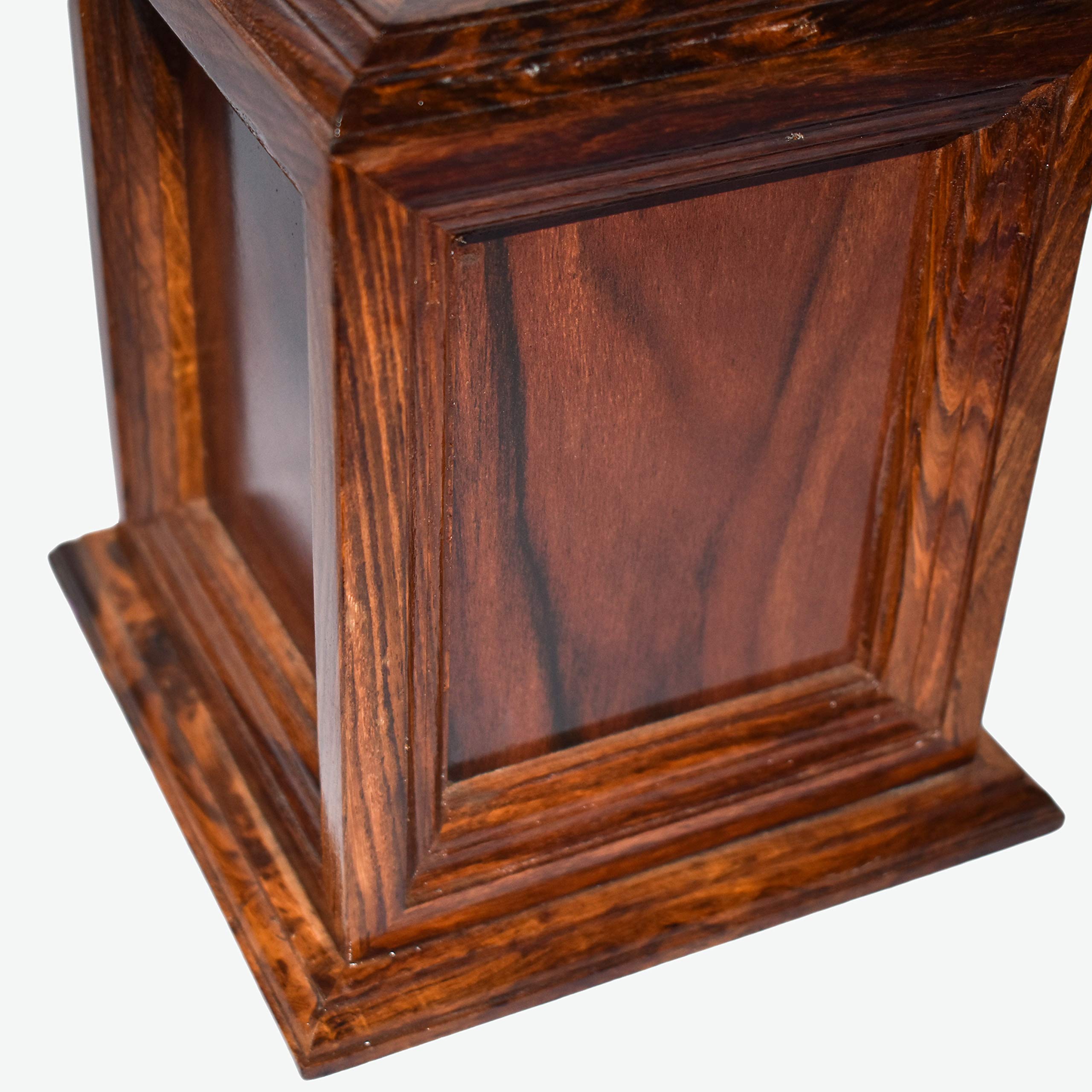 Hind Handicrafts Urne Funéraire En Bois De Hêtre/palissandre | Grande Capacité (jusqu'à 63,5 Kg) | Dimensions Intérieures 11,9x11,9x16 Cm | Artisanat Indien