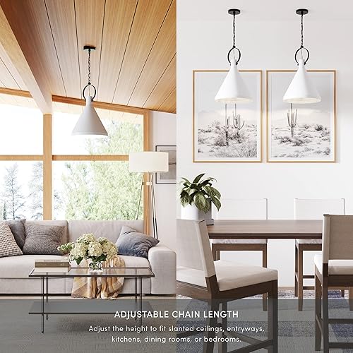 Miniatura 5 de Nathan James Nate - Lámpara colgante industrial, lámpara de techo colgante con pantalla de metal y cadena ajustable para cocina del hogar, isla o