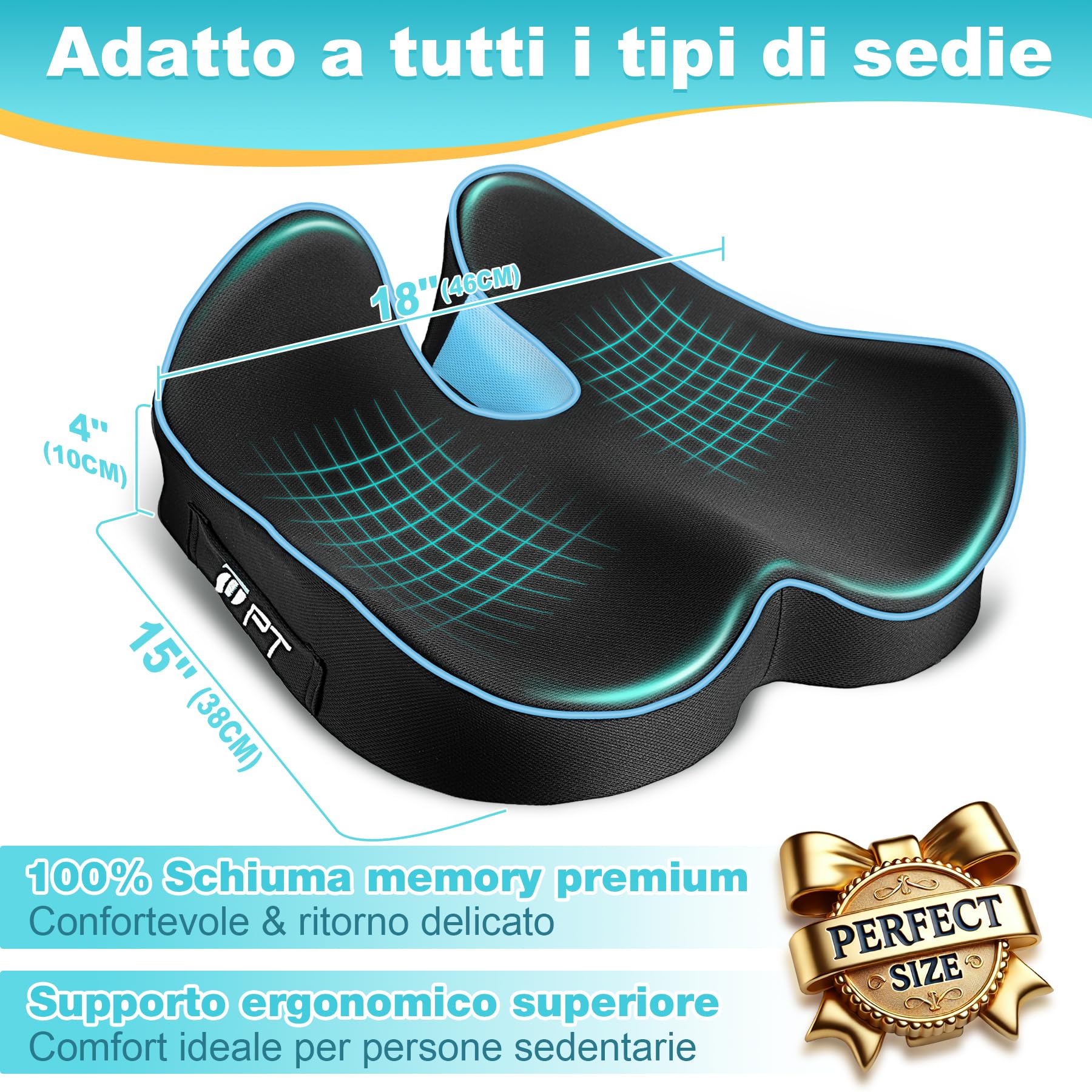 Supporto Coccige E Sciatica Cuscino Ortopedico Memory Foam Per