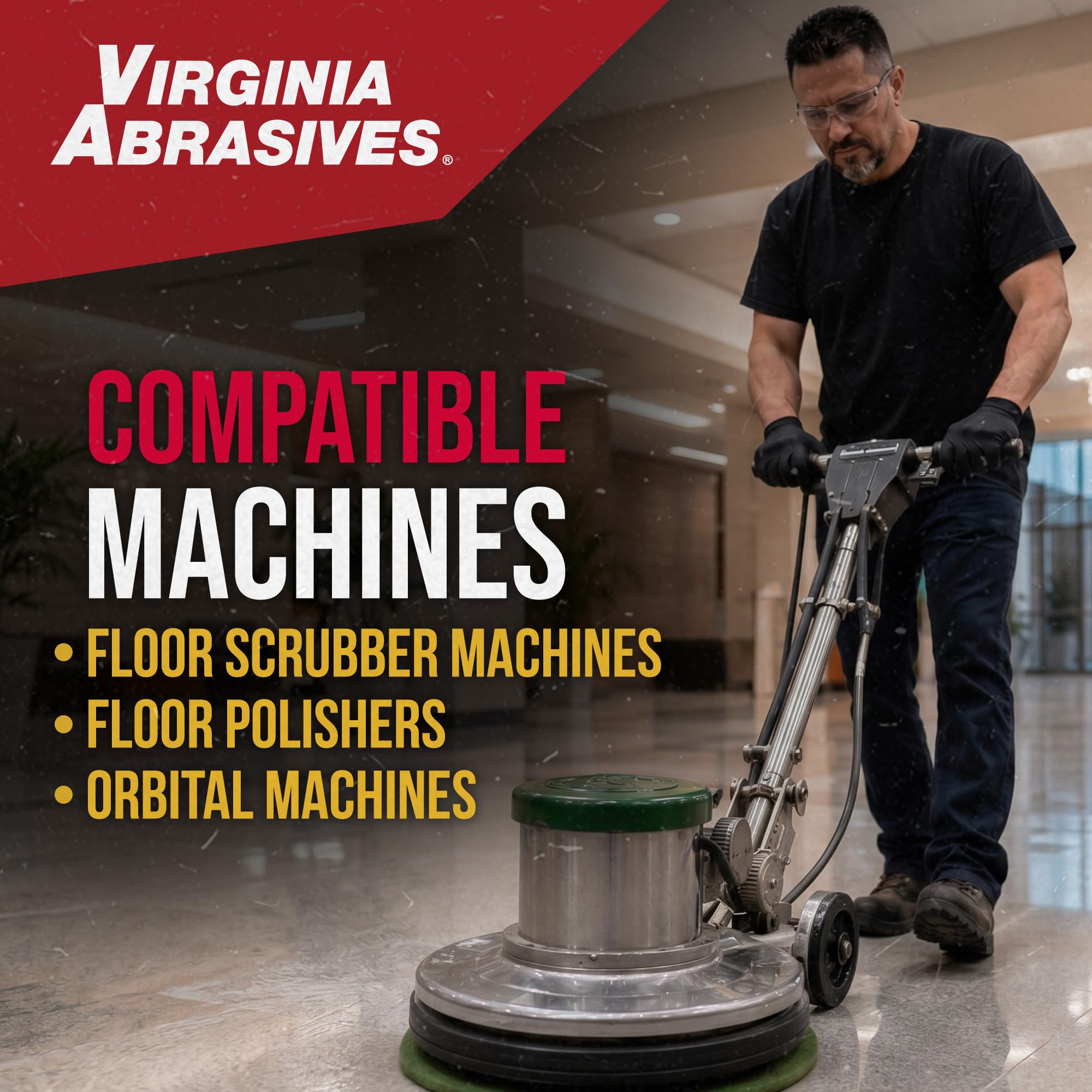 Virginia Abrasives Almohadillas de mantenimiento de suelos, almohadillas de repuesto de limpieza de pisos, almohadilla de pulido gruesa para hacer los suelos más limpios, almohadillas sintéticas no