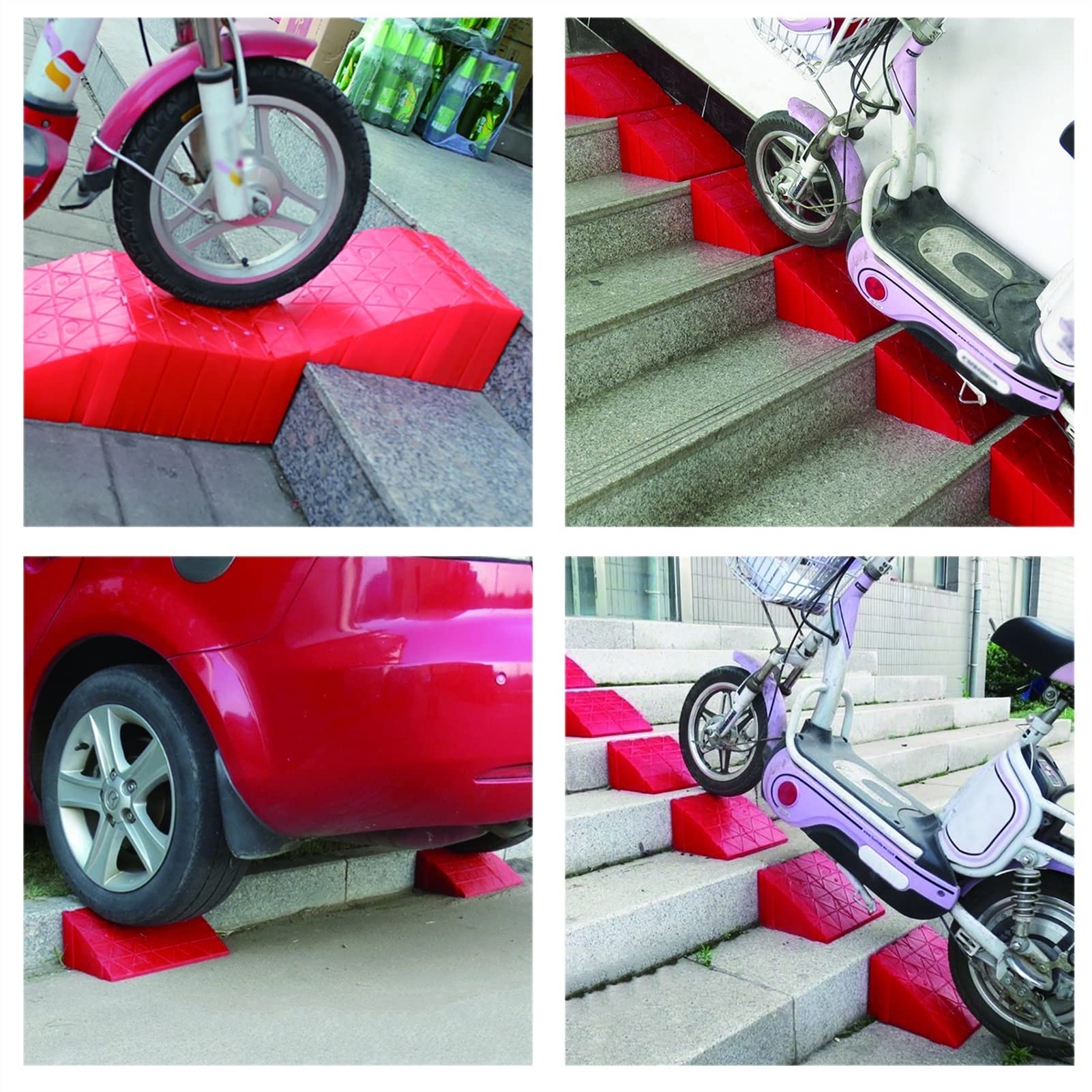 Przenośna rampa krawężnikowa, odpowiednia do plastikowych ramp o wysokim progu 12/14/16 cm/18 cm, do podjazdów, schodów, wózków inwalidzkich, motocykli (kolor: 2 szt., rozmiar: 30 * 12 * 18 cm)
