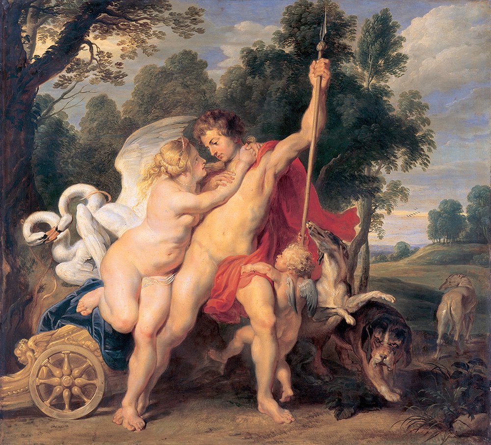 Œuvre Venus and Adonis Rubens grand format mat émotion artistique unique