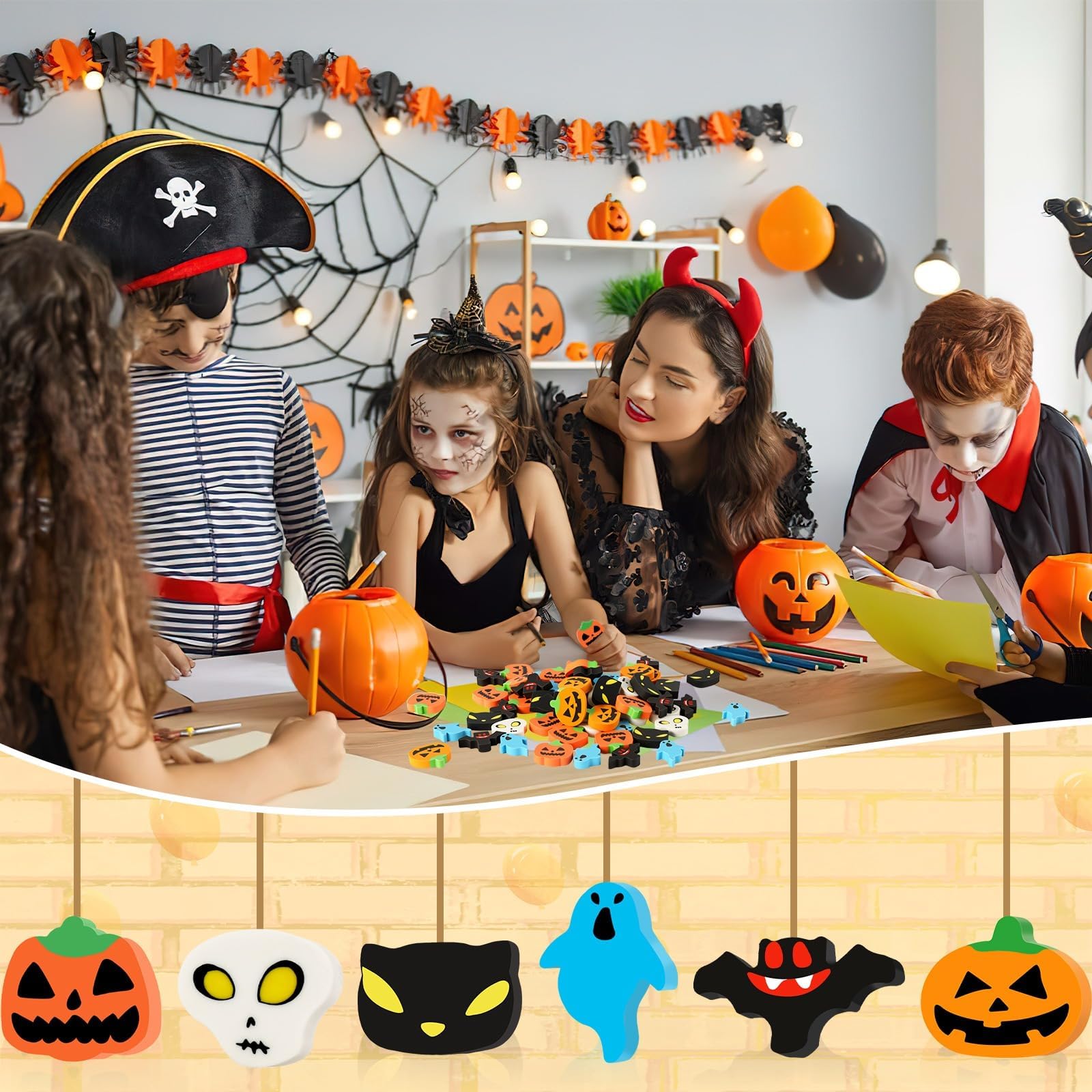 JUNEBRUSHS 30 mini gomme da cancellare per Halloween
