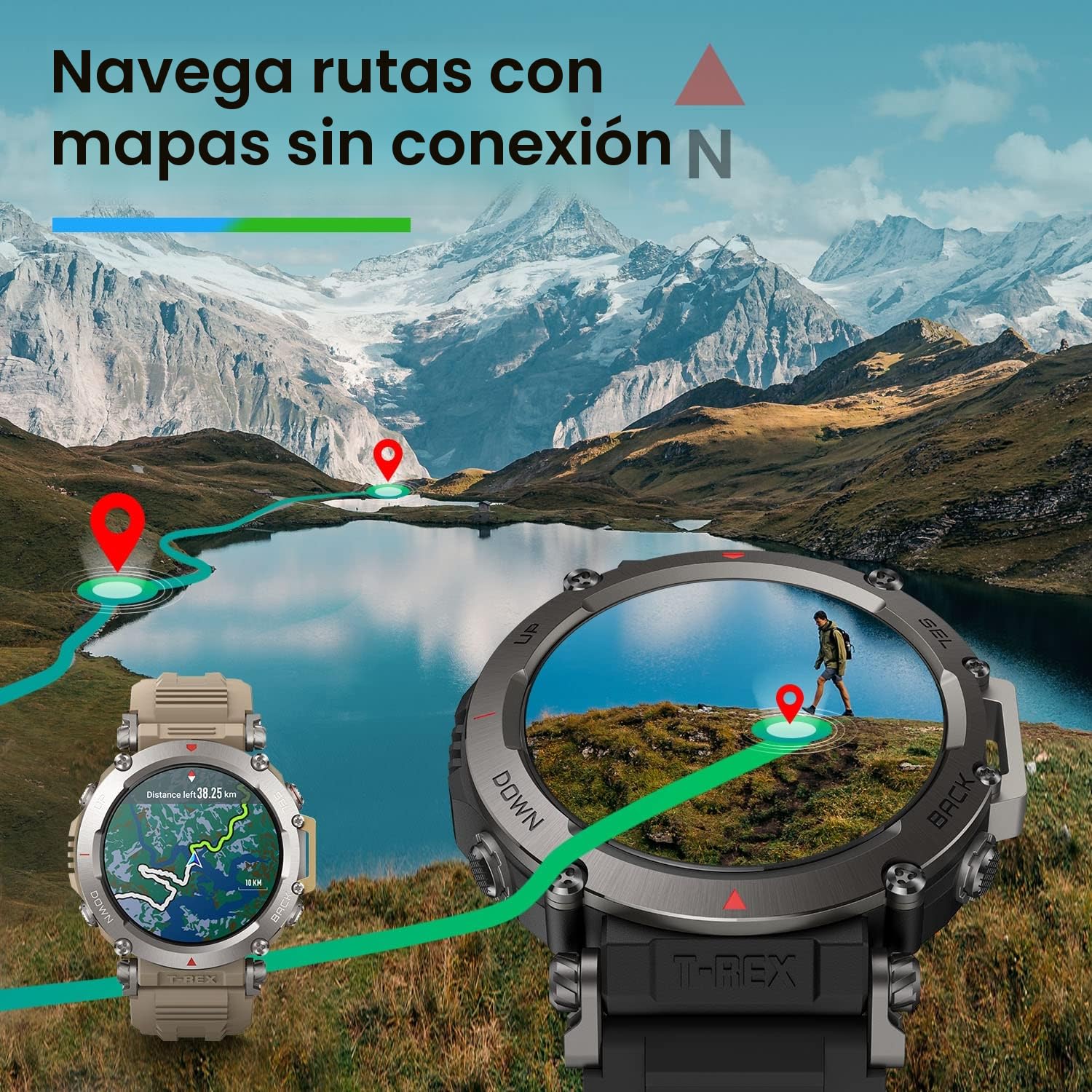 Amazfit T-Rex Ultra 47mm SmartWatch Reloj Deportivo Premium Multideporte con GPS Navegación en Tiempo Real Ejercicio de Fuerza 160+ Modos Deportivos Frecuencia cardíaca Monitoreo SpO2