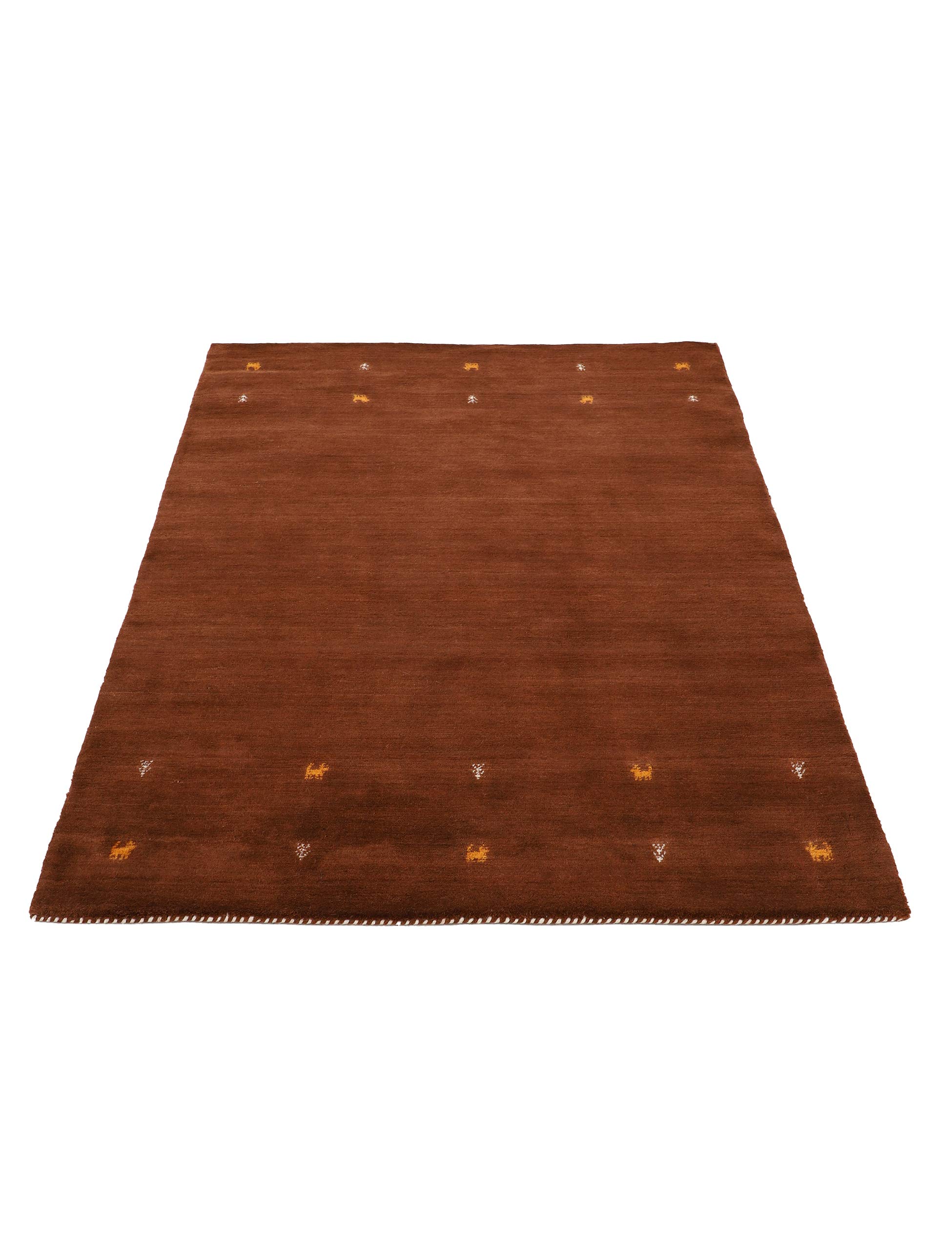 carpetfine Wollteppich Gabbeh Uni Braun 60x90 cm | Moderner Teppich für Wohn- und Schlafzimmer