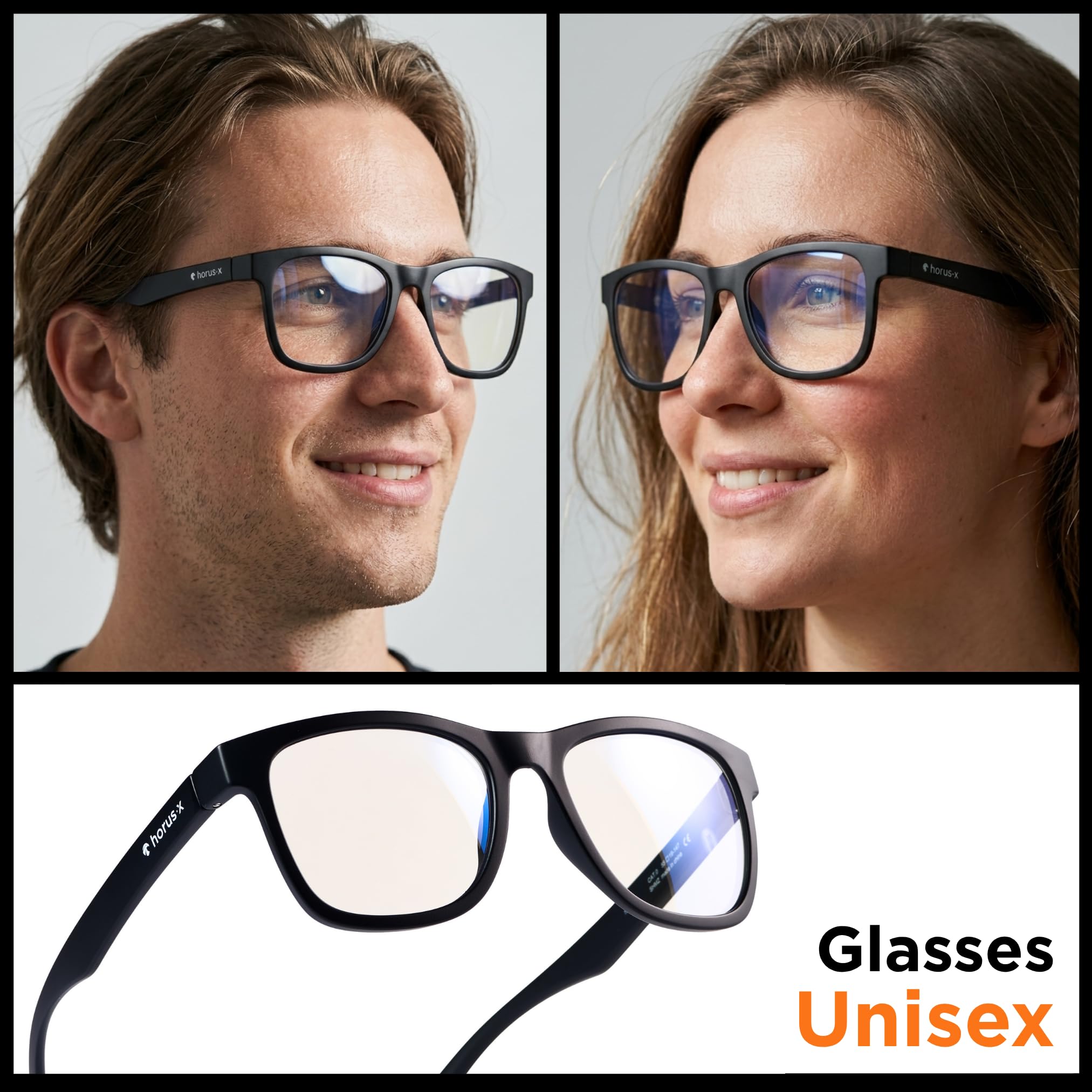 Horus X - Gogle do gier | Okulary antyniebieskie światło dla mężczyzn i kobiet do ekranu | Przeciw zmęczeniu i migrenom oczu | Stay Homer Clear Lens