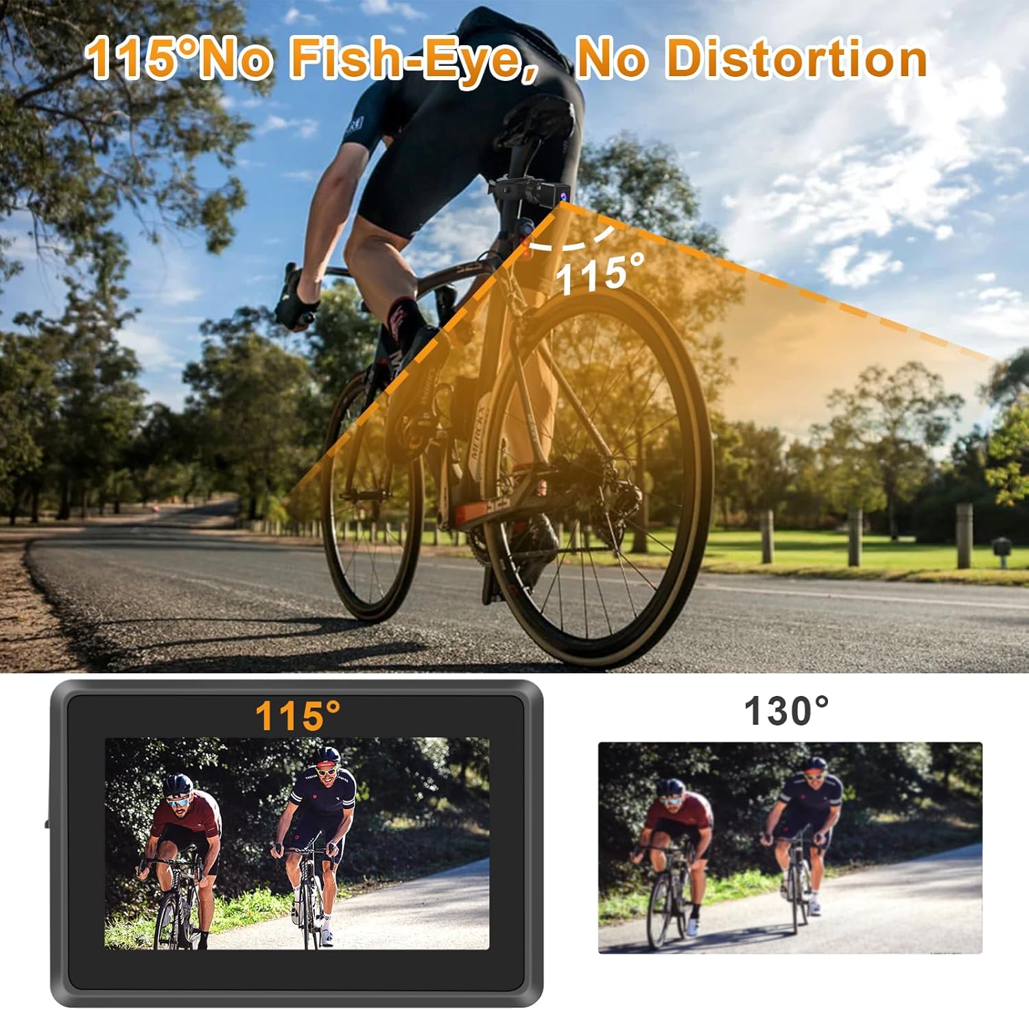 Bike Mirror Camera with 115°Wide Angle, 4.3" HD 1080P Monitor Bike Rear View Camera, Night Vision Bike Camera for Handlebars, Adjustable Bicycle Camera for E-Bike,Mountain, Road Bike