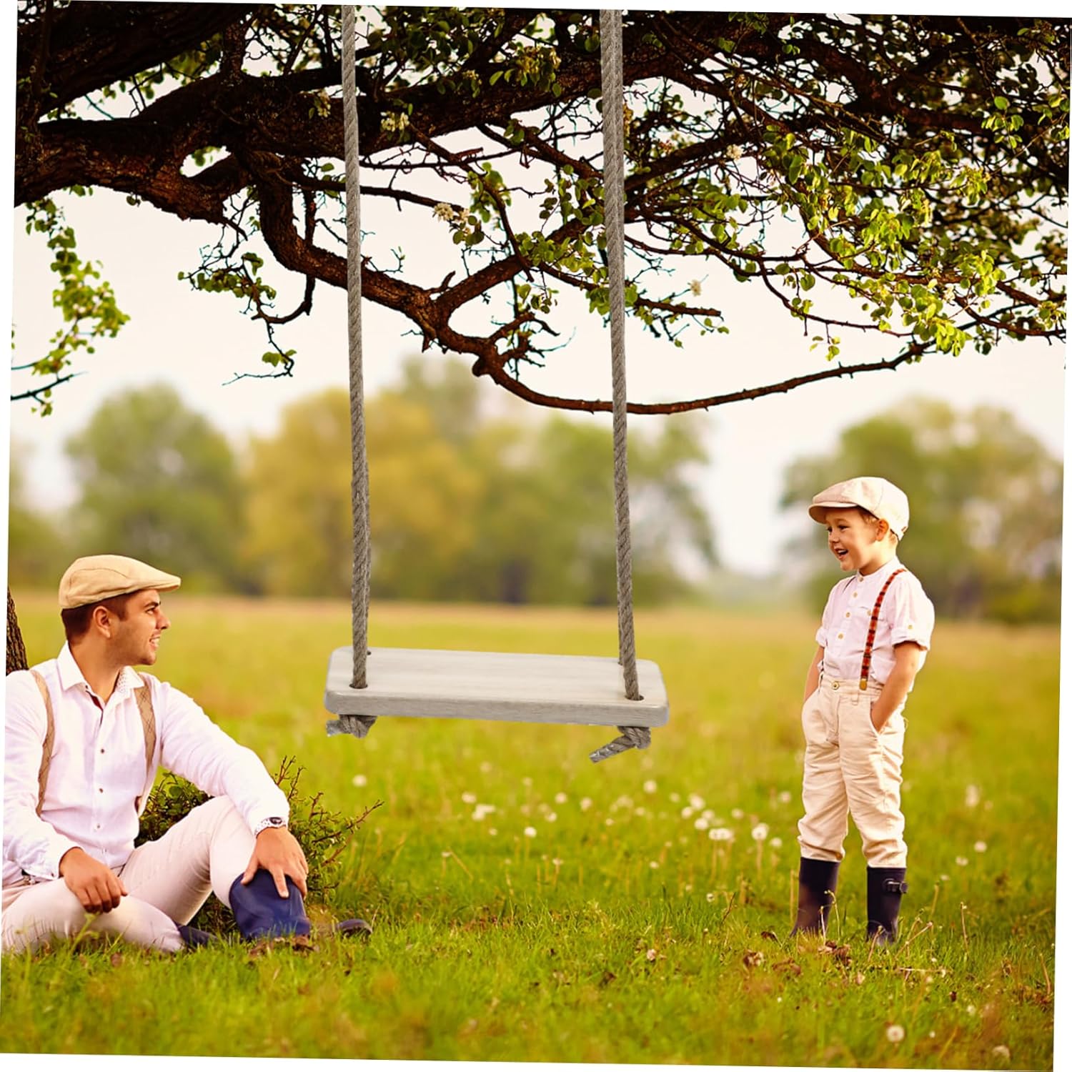 Wood Hanging Chair for Adults and Children 40 Rope Swing Safety Features Indoor and Outdoor Use Easy to Install Hanging Seat Toy