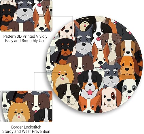 Miniatura 6 de Immaturus Alfombrilla de mouse para perro, bonita alfombrilla de mouse pequeña para escritorio, alfombrilla de mouse redonda de viaje para mouse