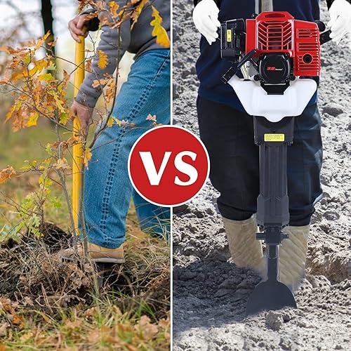 Miniatura 2 de Excavadora de árboles portátil, excavadora de gasolina de 2 tiempos de 52 CC, kit de máquina de perforación de pala para plantar, máquina de