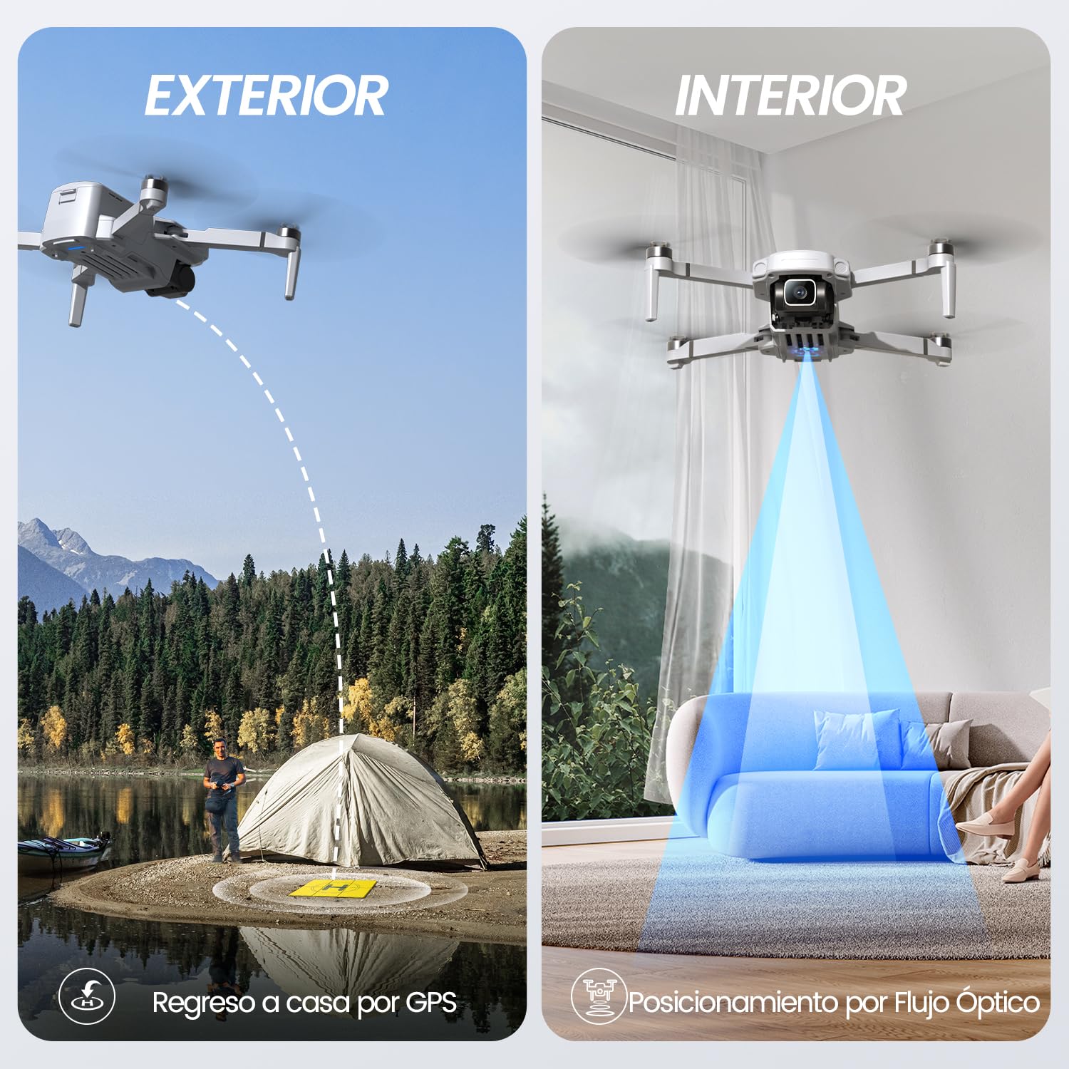 Holy Stone HS360E GPS drones con camara 4k adultos, dron cuadricóptero FPV RC plegable liviano de 249 g con sensor de 12 megapíxeles, EIS, alcance de 6 km, retorno automático, sígueme, HS360S mejorado