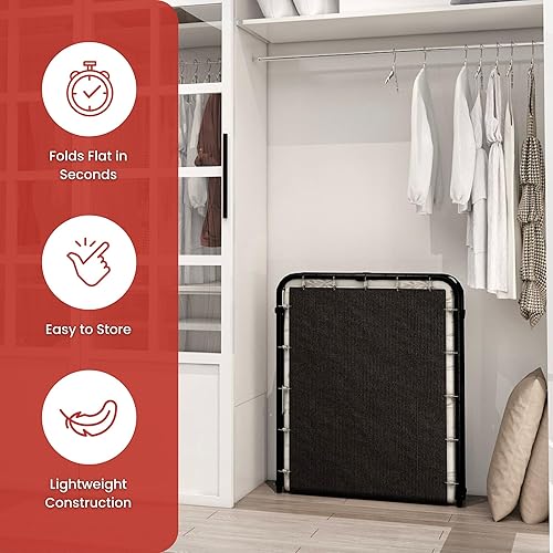 Miniatura 6 de Base de cama plegable de metal con colchón, no necesita somier, base de acero plegable con almacenamiento debajo de la cama, montaje sin