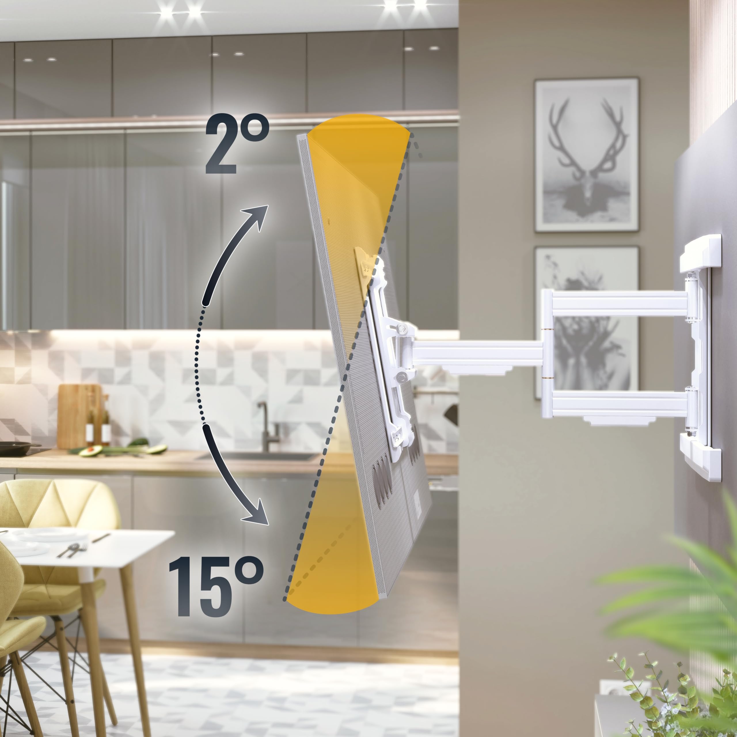 RICOO Soporte TV Pared Giratorio Inclinable Televisión 45-85" (114-216cm) S5744-W Brazo articulado Televisor LED/LCD/Curvo VESA 200x200-400x400