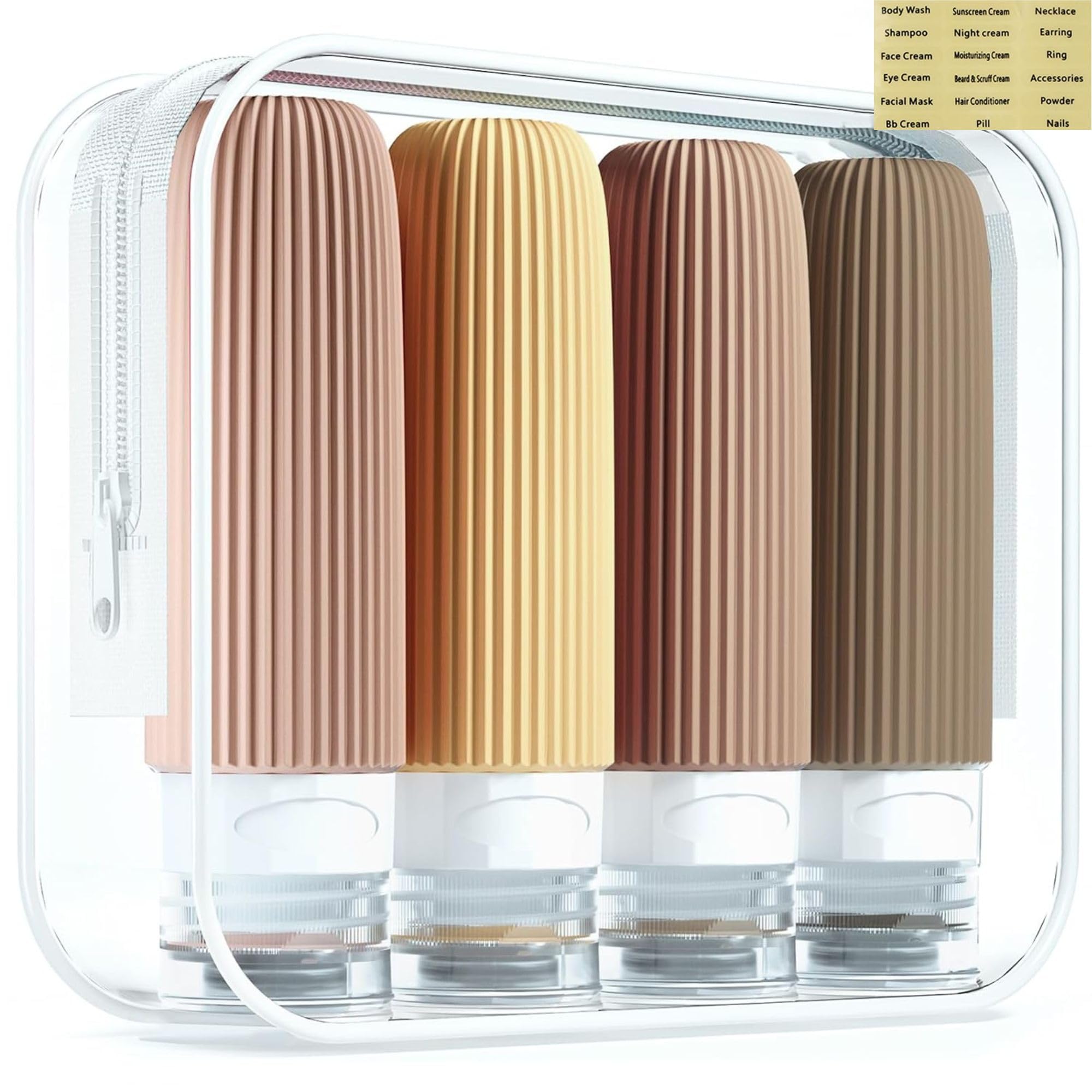 Parssufy ® Travel Bottles Kit for Toiletries Organizer BPA Free 90ml Silicone Size Containers Portable Split Bottle Accessories for Conditioner Shampoo Lotion - 4 Pack (4 pcs Bottles Kit)-image-42