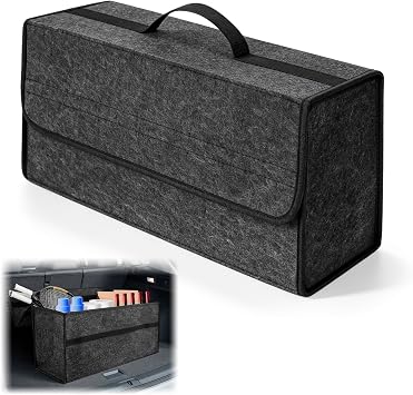 Car Boot Organiser Bag,Foldable Boot Storage Box with Lid