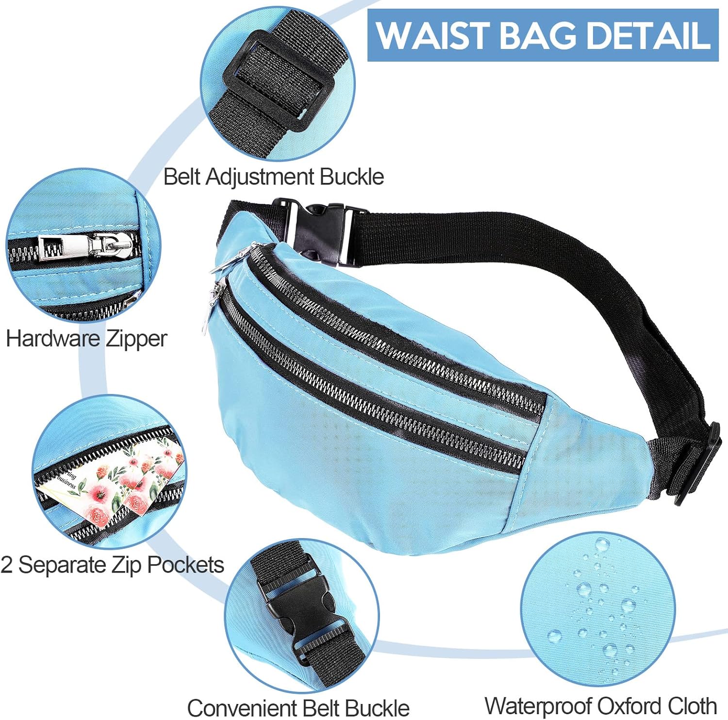 Amylove 9 Pcs Fanny Pack Bulk for Women Men with Adjustable Strap Waterproof Waist Packs for Travel Hiking Cycling Running Outdoor Sports (Colorful,Cute Style) - Image 3