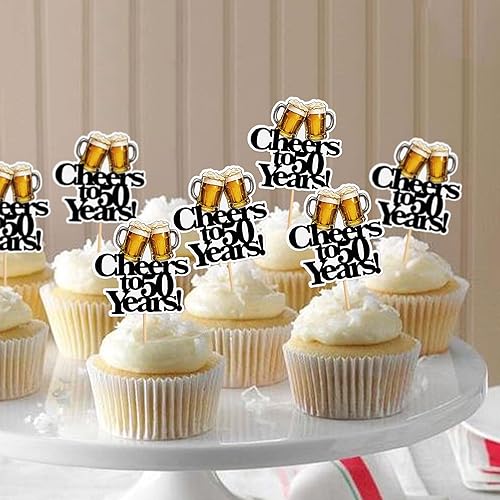 Miniatura 74 de Ercadio Paquete de 24 adornos para cupcakes de Cheers and Beers con taza de cerveza con purpurina para cupcakes, baby shower, cumpleaños, cervezas