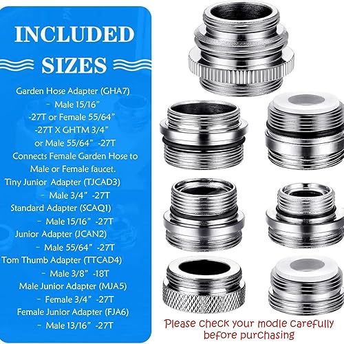 Hotop Kit de adaptador de grifo de 7 piezas, aireador de latón adaptador de grifo macho/hembra para conectar manguera de jardín, manguera estándar a