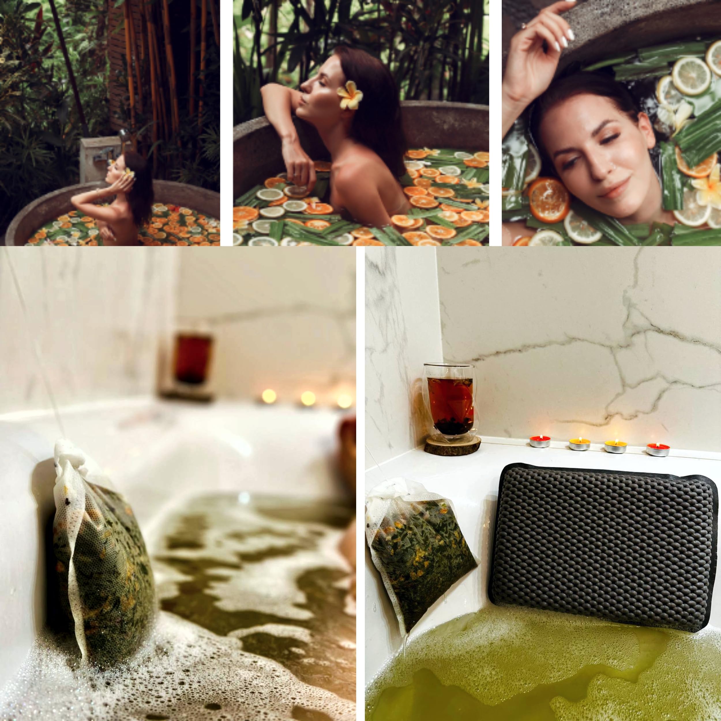 BADETEE Natürlicher Handgefertigt Bade-Tee | Aromatherapie, natürlichen Inhaltsstoffen | Himalayasalz, ätherischen Ölen, Kräutern – Hautpflege, Entspannung, Wellness-Bad (Set 3x)