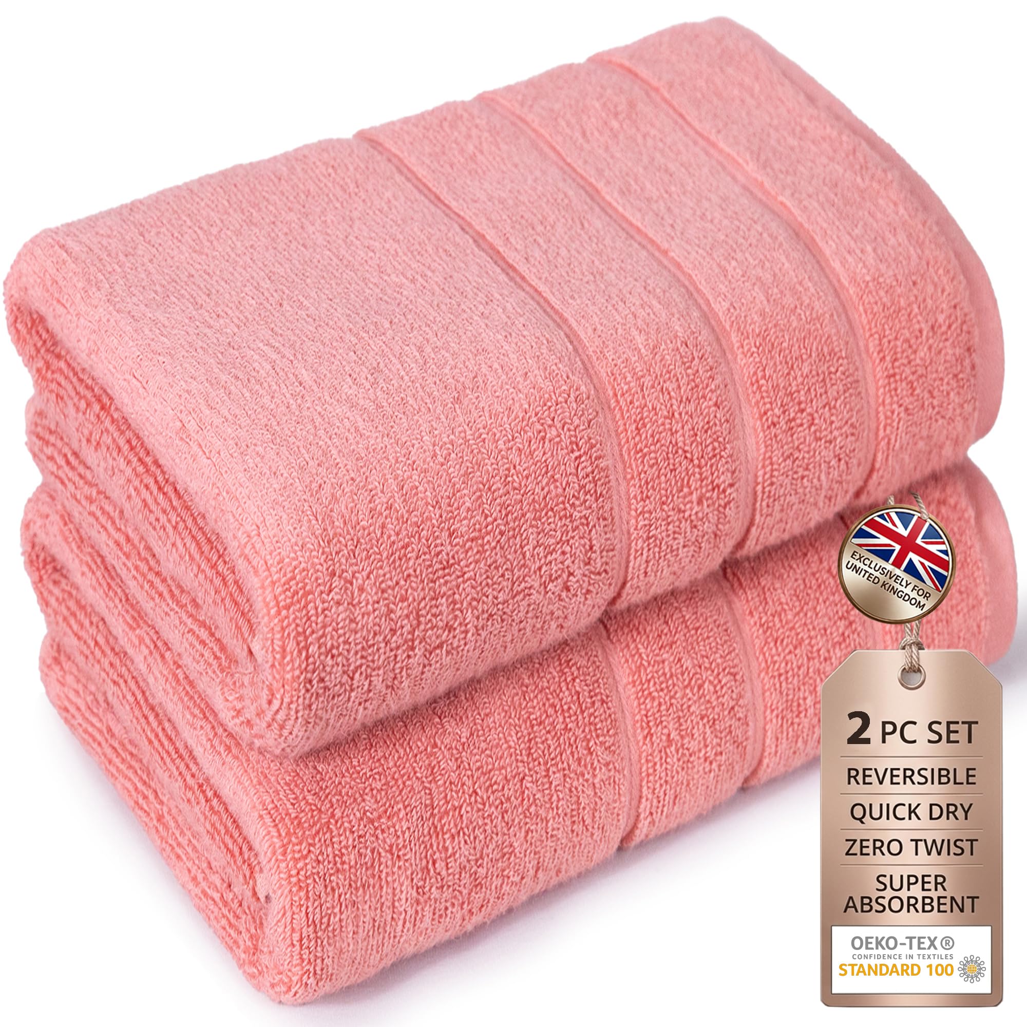 MYTRIDENT 2 Pack Bath Towel, 100% Cotton on loop, Highly Absorbent Towels — image 1