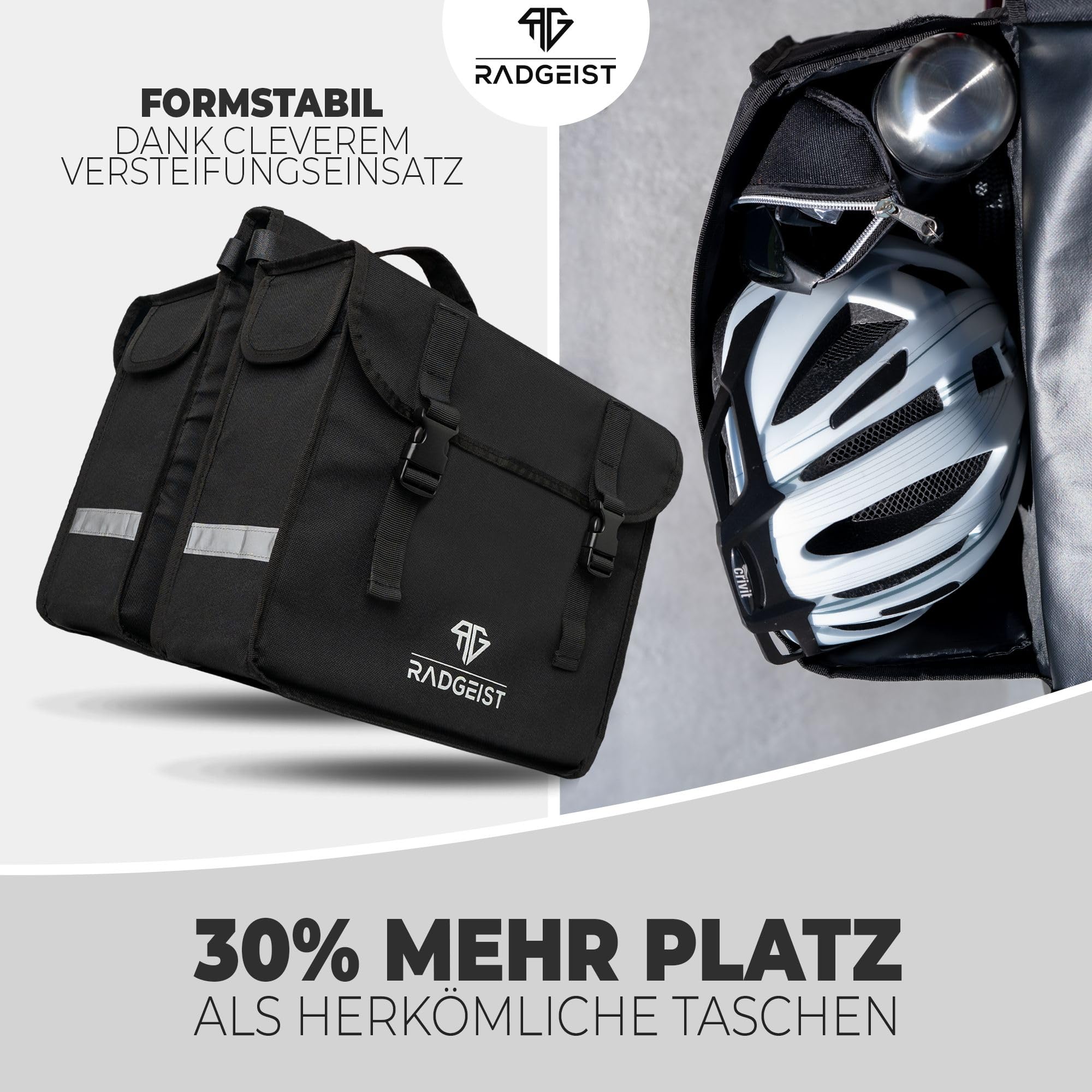 RADGEIST Doppeltasche fr Gepcktrger 30L  Schwarz