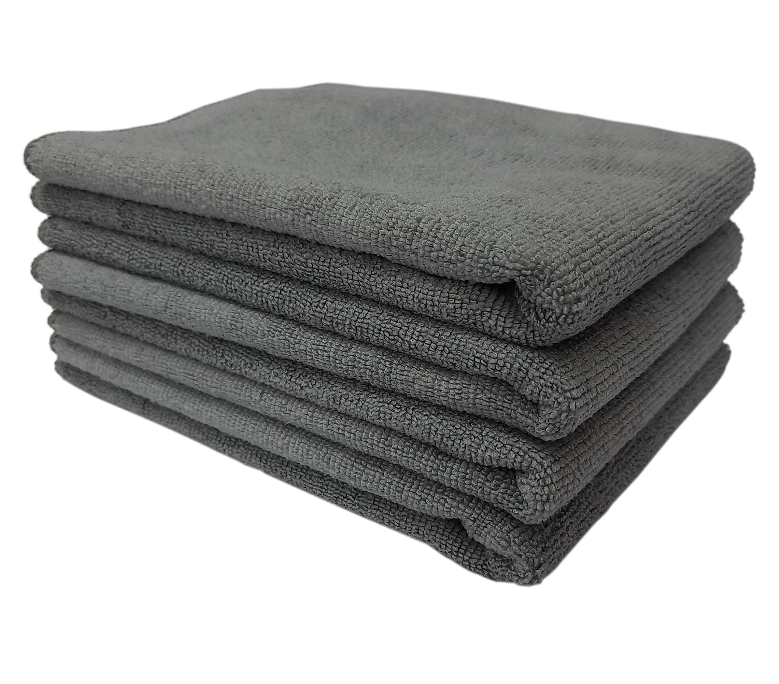 SOBBY Microfiber Cloths, 4pcs 40x40cms 340GSM Gray - Highly Absorbent, Lint and Streak Free, All -Purpose Cleaning Cloth for Kitchen, Car, Window, Stainless Steel, Silverware.